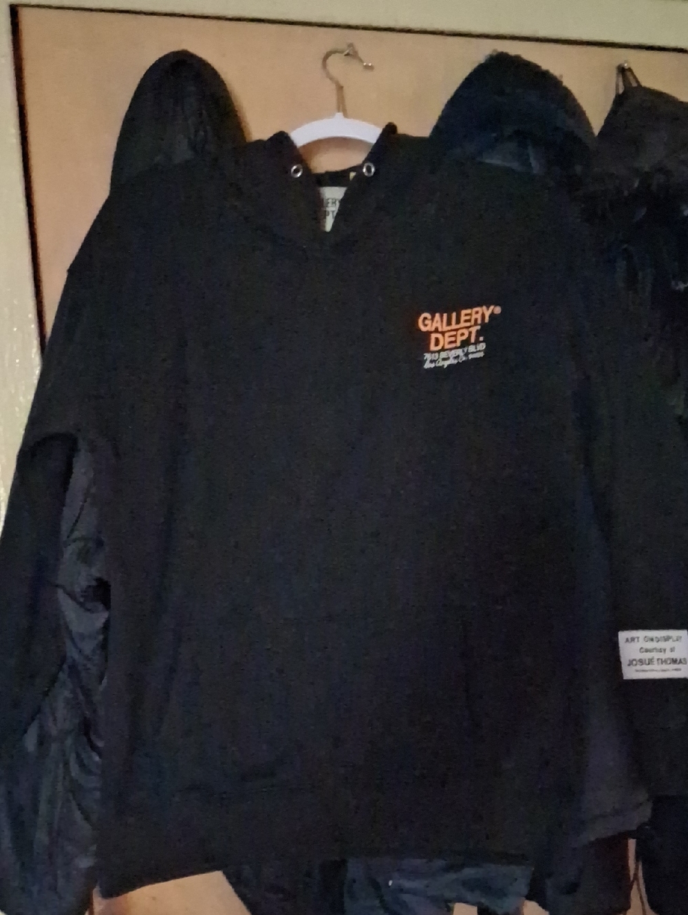 Gallery Dept Black Hoodie with Orange Chest Logo